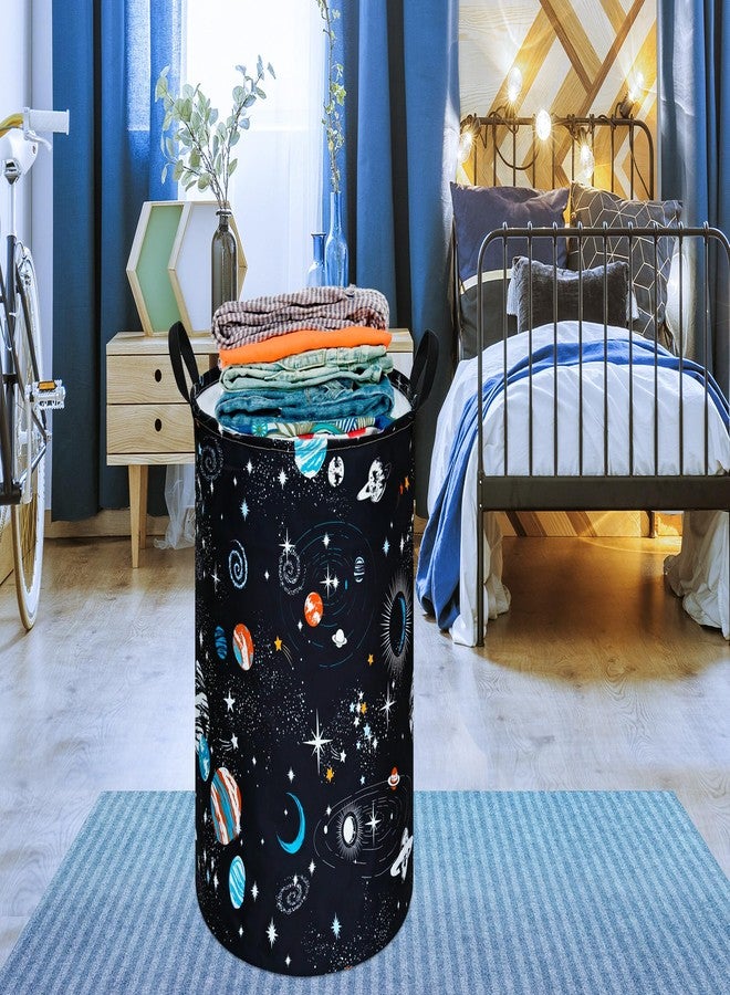 DUYIY Round Laundry Hamper Storage Basket Laundry Organizer Hamper Storage Bins Clothes Box Nursery Hamper Gift Basket with Handles - Image 5